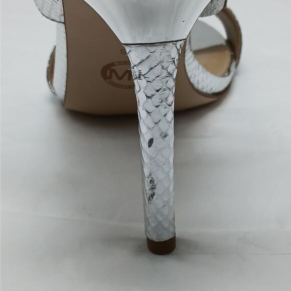 Michael Michael Kors Amal High Heel Shoes Womens 9M Silver Metallic Sandals - Picture 11 of 14